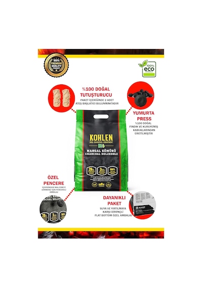 Bioglut 5 Kg Bbq Kömür Bio Yumurta Press-uzun Süreli Yanma, Premium Mangal Kömürü