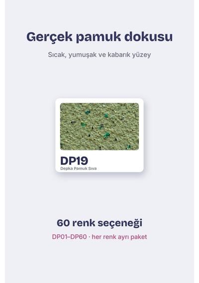 Depka Pamuk Sıva Dp19 2 Kg 7-8 M² İpek Sıva Alternatifi Isı Ve Ses Yalıtımlı Dekoratif Sıva