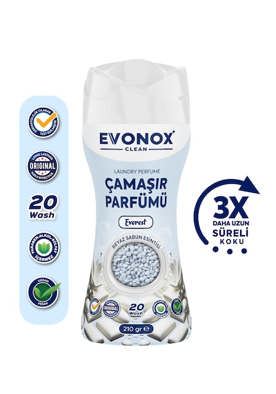 Clean Granül Çamaşır Parfümü & Çamaşır Yumuşatıcı Everest Beyaz Sabun Esintisi 210 Gr Tekli