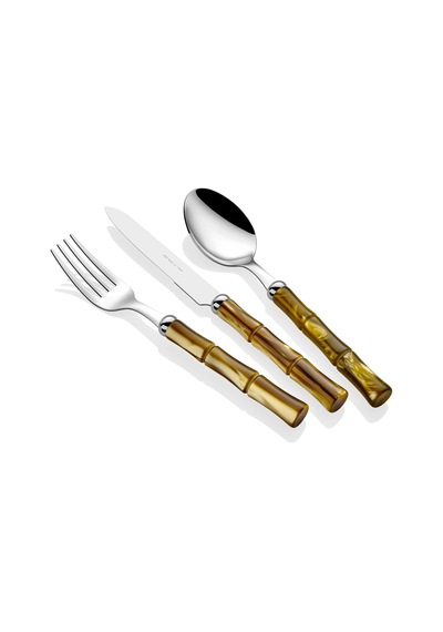 Rivadossi Bamboo Zeytin Yeşili 24 Parça Çatal Bıçak Seti Yeşil