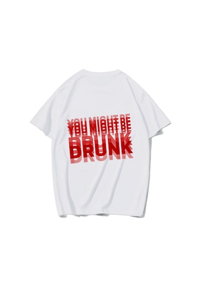Brz Collectıon Brz Collection Unisex Oversize Red You Might Be Drunk Red T-shirt Beyaz