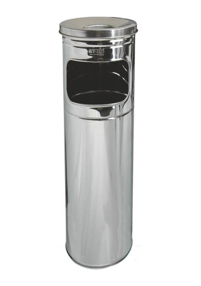 Efor No:1 Paslanmaz Metal 430 Krom Sigara İzmarit Tepsili Kolon Küllük - 60 X 19 Cm. Krom