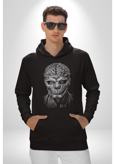İnsan Beyni Korku Sineması Kadın Erkek Siyah Kapüşonlu Sweatshirt Hoodie Siyah