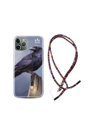 Apple Uyumlu iPhone 13 Pro Kılıf Rasta Boyun Askılı King Crow 1670
