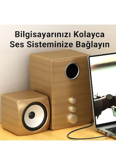 VegGieg 3.5mm Jack TRRS Hi-Fi AUX Mikrofon ve Ses Kablosu 3 Metre