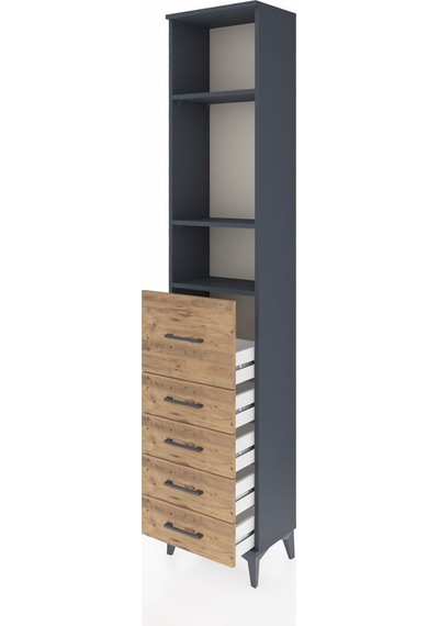Arges Dolap 3 Raflı 5 Çekmeceli 44x30x221 Antrasit-çam Antrasit