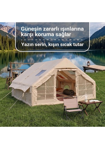 Tr Pikas Rovos 12 Kişilik Xxl Şişme Kamp Çadırı 4 Mevsim Büyük Aile Çadırı Su Geçirmez Oxford Kumaş Diğer