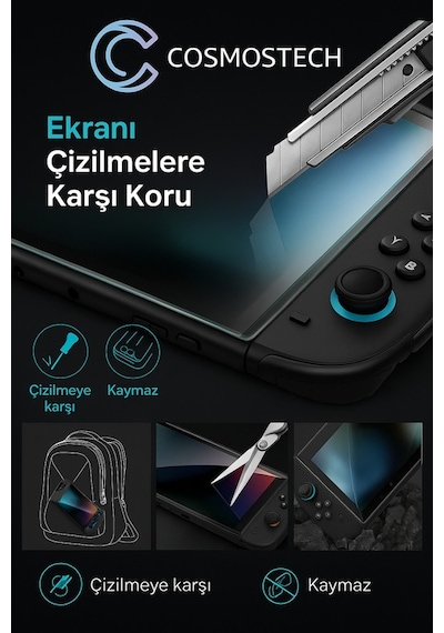 Nintendo Switch 2 Uyumlu 7'' 7.9'' 9h Temperli Cam Kırılmaz Ekran Koruyucu, Hd Clear, Toz Önleyici, Kabarcık Önleyici, 9h Hardne