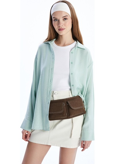 Lcwaıkıkı Classic Turkuaz Oversize Kadın Gömlek Tunik