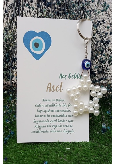 15 Adet Nazar Boncuklu İnci Yıldız Anahtarlık - Mevlid Hediyesi -