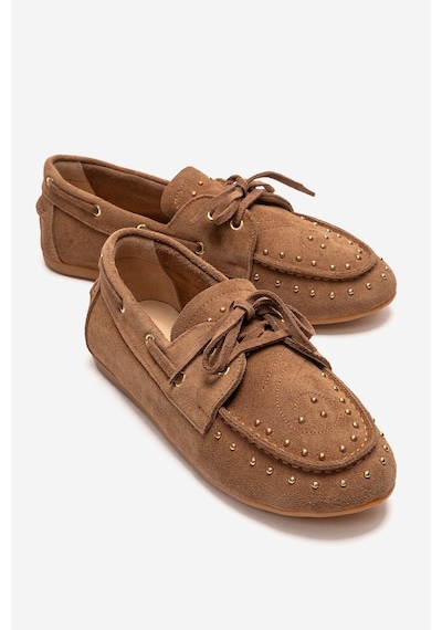 Luvishoes Cuesta Toprak Süet Hakiki Deri Troklu Bağcıklı Kadın Loafer Ayakkabı