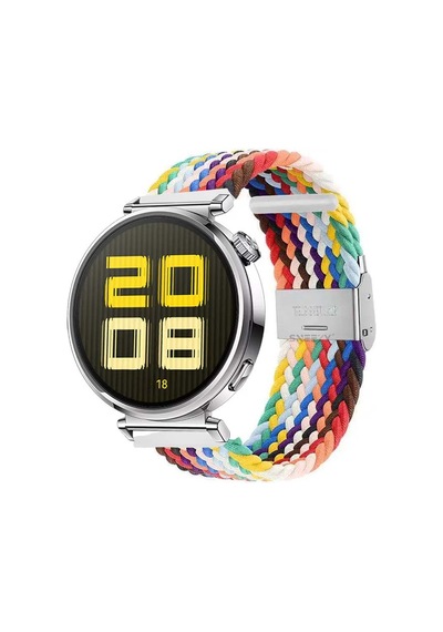Sneezy Huawei Watch Gt5 41mm İle Uyumlu Metal Klips Solo Fiberlink Kumaş Örgü Kordon