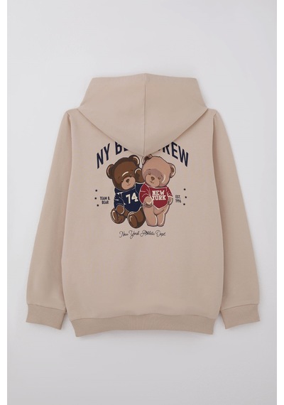 Breeze Kız Çocuk Sweatshirt Sevimli Ayıcıkcıklar Baskılı Sırt Baskı Detaylı 8-14 Yaş , Bej
