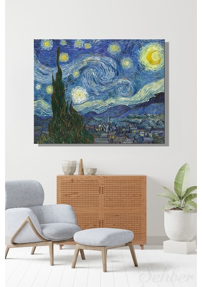 Duvar Tablosu Yatay Kanvas Tekli Salon Mutfak Yatak Odası Ofis Vincent Van Gogh The Starry Night