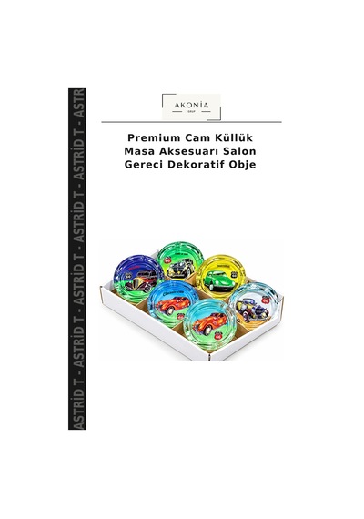 Premium Cam Küllük Masa Aksesuarı Salon Gereci Dekoratif Obje