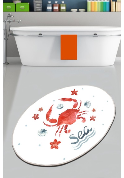 Crab Banyo Halısı Djt 80x100 cm Banyo Halısı,Banyo Paspası Yıkanabilir Kaymaz Taban Garantili