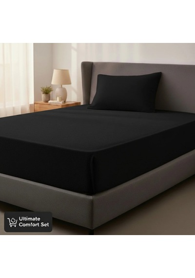 Elegancehome Flanel, Cozy Siyah, Tek Kişilik Lastikli Çarşaf Takımı