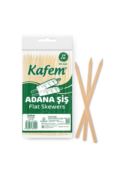Kafem Adana Çöp Şiş Ekstra Ahşap 24 Cm 25 Adet