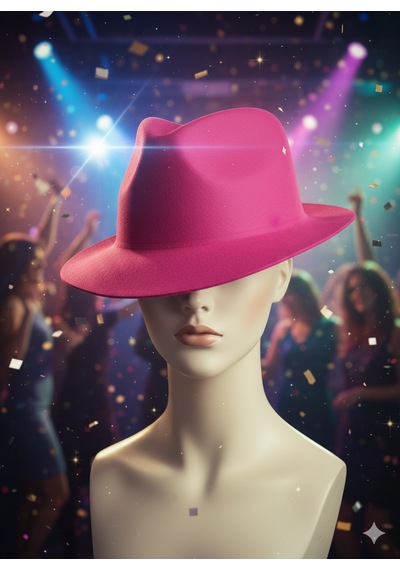 Pembe Lazer Kesim Kadife Fötr Şapka Parti Şapkası