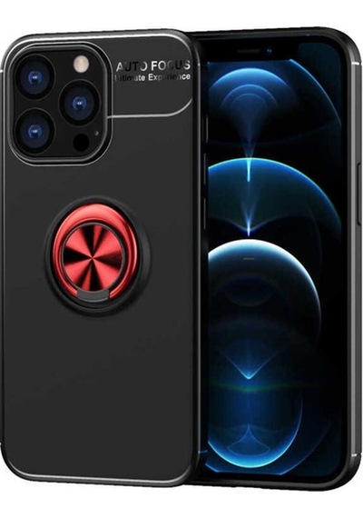 Apple Uyumlu iPhone 13 Pro Kılıf Zore Ravel Silikon Kapak Siyah-Kırmızı