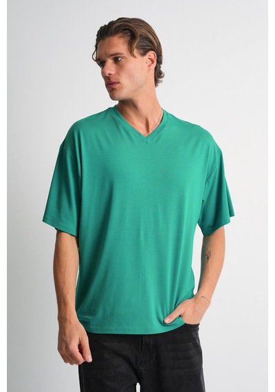 Alexander Gardi Alexandergardı V Yaka Oversize T-shirt E24-742a Petrol
