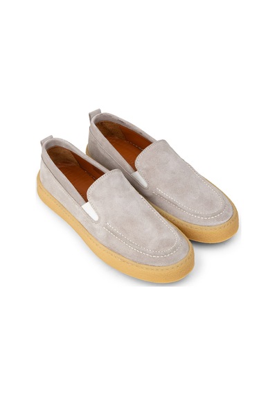 Deery Erkek Hakiki Süet Gri Loafer Ayakkabı - 02047mgrıc01