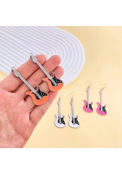 Gitar Küpe Turuncu Çok Renkli