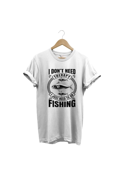 Fishing Balıkçı Balık Baskılı %100 Pamuk Regular Fit Beyaz T-shirt Beyaz