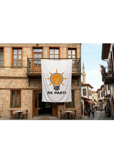 Beyaz Ak Parti Bayrağı 140gr Premium Raşel Kumaş 300x450cm Diğer