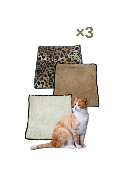 3 Adet Yumuşak Dokulu Peluş Kedi Halısı 40x40 Cm Kulübe İçi Pofuduk Minder