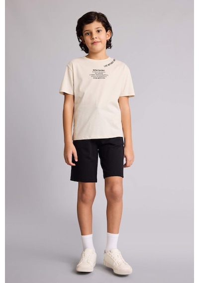 Defacto Regular Fıt Sweatshirt Kumaşı Şort Erkek Çocuk B5867a826smbk27 Siyah-bk27