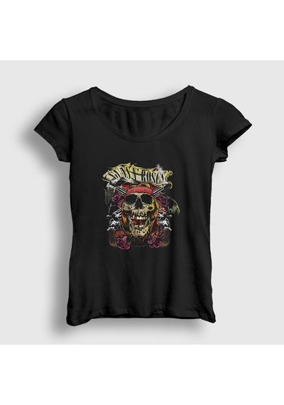 Presmono Kadın Axl Rose Guns N' Roses T-shirt Siyah