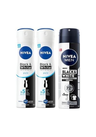 Men Erkek Sprey Deodorant & Invisible Original 150 Ml + Kadın Sprey Deodorant & Invisible Pure 150 Ml X2