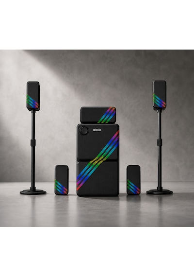 Hepu 175 Watt Hp-tv03 5+1 Ev Sinema Sistemi Bluetooth + Usb + Sd Kart + Aux + Kumandalı Rgb Tasarım