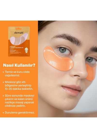Dermokil Aydınlatıcı C Vitamini & Hayluronik Asit Hidrojel Patch Göz Altı Maskesi X 5 Adet