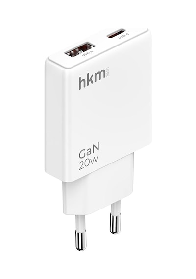 Extra Slım Gan 20w Usb-a Ve Type-c Çift Portlu Hızlı Şarj Aleti, Ultra İnce Güç Adaptörü, Beyaz