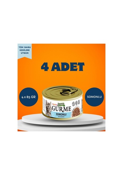 Gurme Soslu Somonlu Yavru Kedi Yaş Maması 4 X 85 Gr