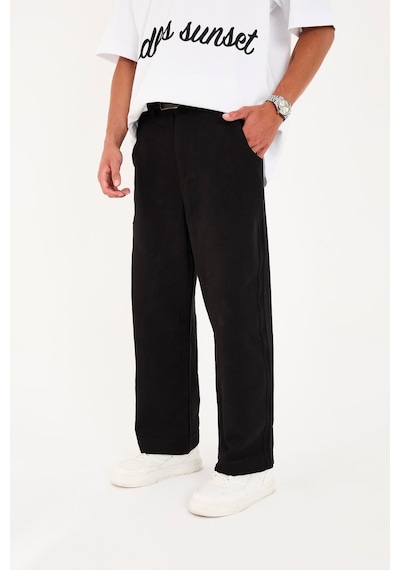 Rocqerx R-4419 Fermuarlı Baggy Pantolon Siyah