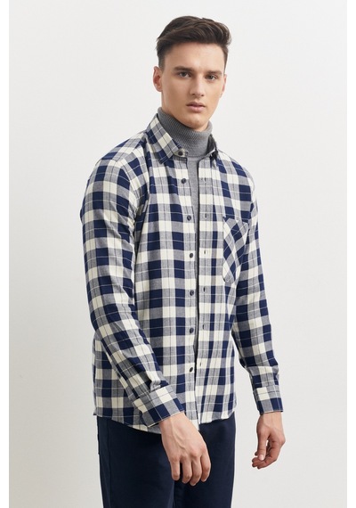 AC&Co / Altınyıldız Classics Erkek Lacivert-Bej Slim Fit Dar Kesim Düğmeli Yaka %100 Pamuk Kareli Oduncu Gömlek 4A2023100177LBJXL Lacivert - Bej AC&Co / Altınyıldız Classics Erkek Lacivert-Bej Slim Fit Dar Kesim Düğmeli Yaka %100 Pamuk Kareli Oduncu Gömlek 4A2023100177LBJXL Lacivert - Bej