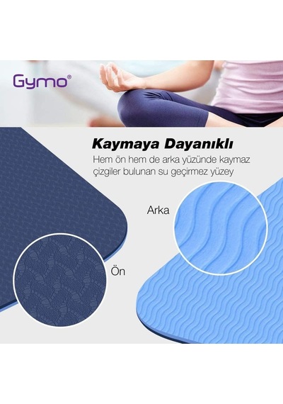 Gymo Ekolojik 6mm Tpe Yoga Matı Pilates Minderi Mavi Çok Renkli