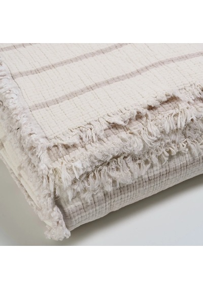 Ruby Dolgulu Müslin Çift Kişilik Yatak Örtüsü Ekru Bej 230x250 Cm Çok Renkli