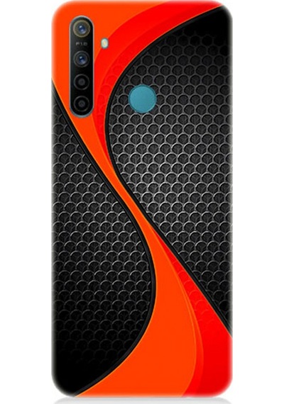 Realme 6i Uyumlu Silikon Kılıf Turuncu Siyah Karbon