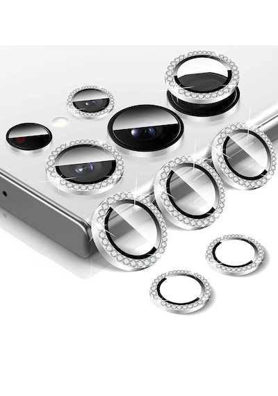 Galaxy Uyumlu S24 Ultra Ipg Kamera Lens Koruyucu Taşlı - Gümüş