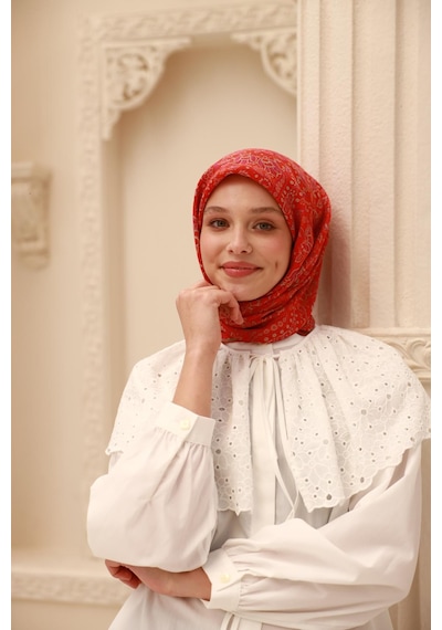 Silk Home Organik Eşarp 79015-30 Parlak Turuncu, Mor, Vizon