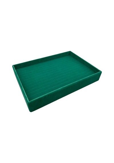 Yerli Üretim Süet Kumaş Yeşil Renk 34/24 Cm Batırmalı Çekmeçe Içi Bileklik Kelepçe Tablası Çok Renkli