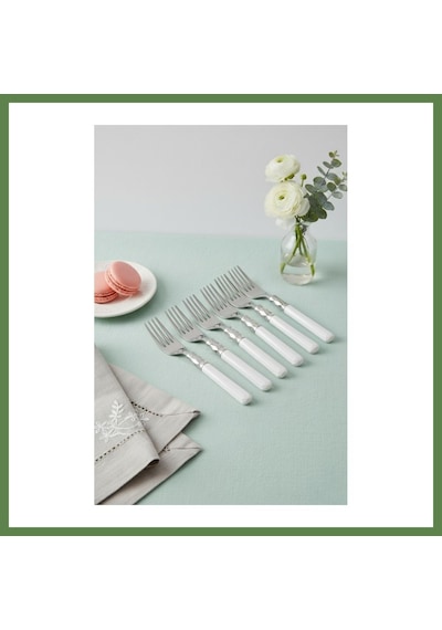 Bezos 6 Lı Paslanmaz Çelik Soft Beyaz Yemek Çatalı Seti Hb006