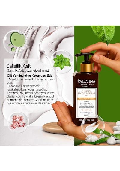 Palwina Cosmetics Termal Arındırıcı Nemlendirici Gözenek Sıkılaştırıcı Yüz Temizleme Jeli 200 ML