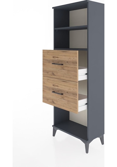 Arges Dolap 2 Raflı 2 Çekmeceli 60x30x163 Antrasit-çam Antrasit