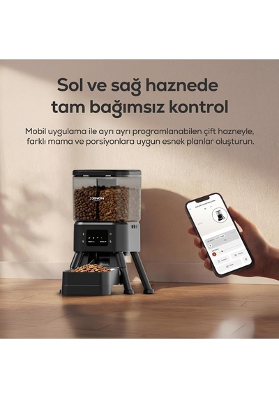 Tr Otomatik Mama Kabı Çift Hazneli Bağımsız Kontrol Wifi Çelik Kase Yükseltilmiş Tasarım X8615