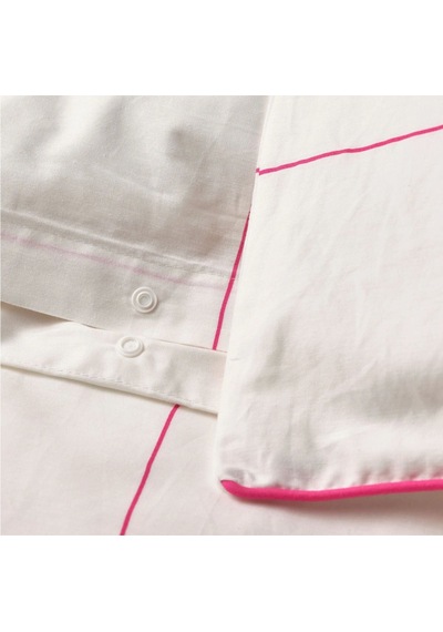 Bredvecklare Çift Kişilik Nevresim Seti 220x240cm Beyaz-pembe Çizgili Pembe - Beyaz